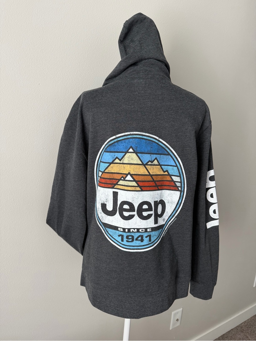 Jeep Black Pullover with White jeep Chest Print